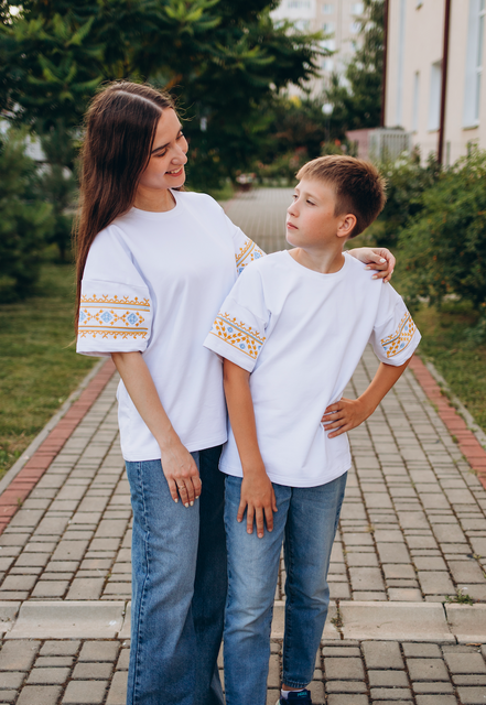 Футболка вишиванка "Єдність" для хлопчика - 74, білий 5402 фото