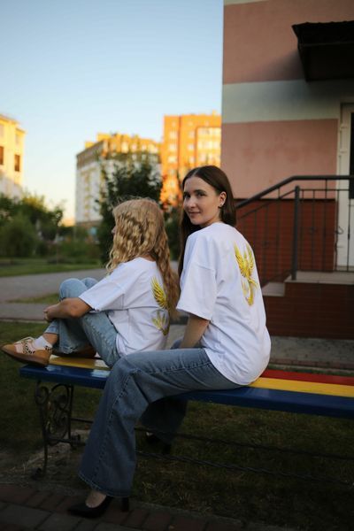 Футболка з вишивкою "Фенікс" - XS, білий 5533 фото
