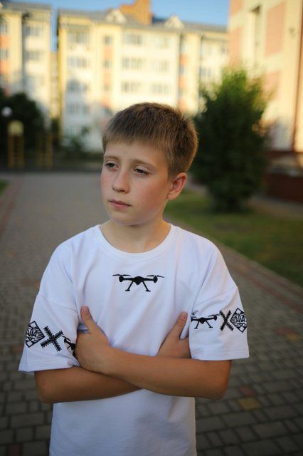 Дитяча футболка оверсайз "Армія Дронів" - 110, білий 5446 фото